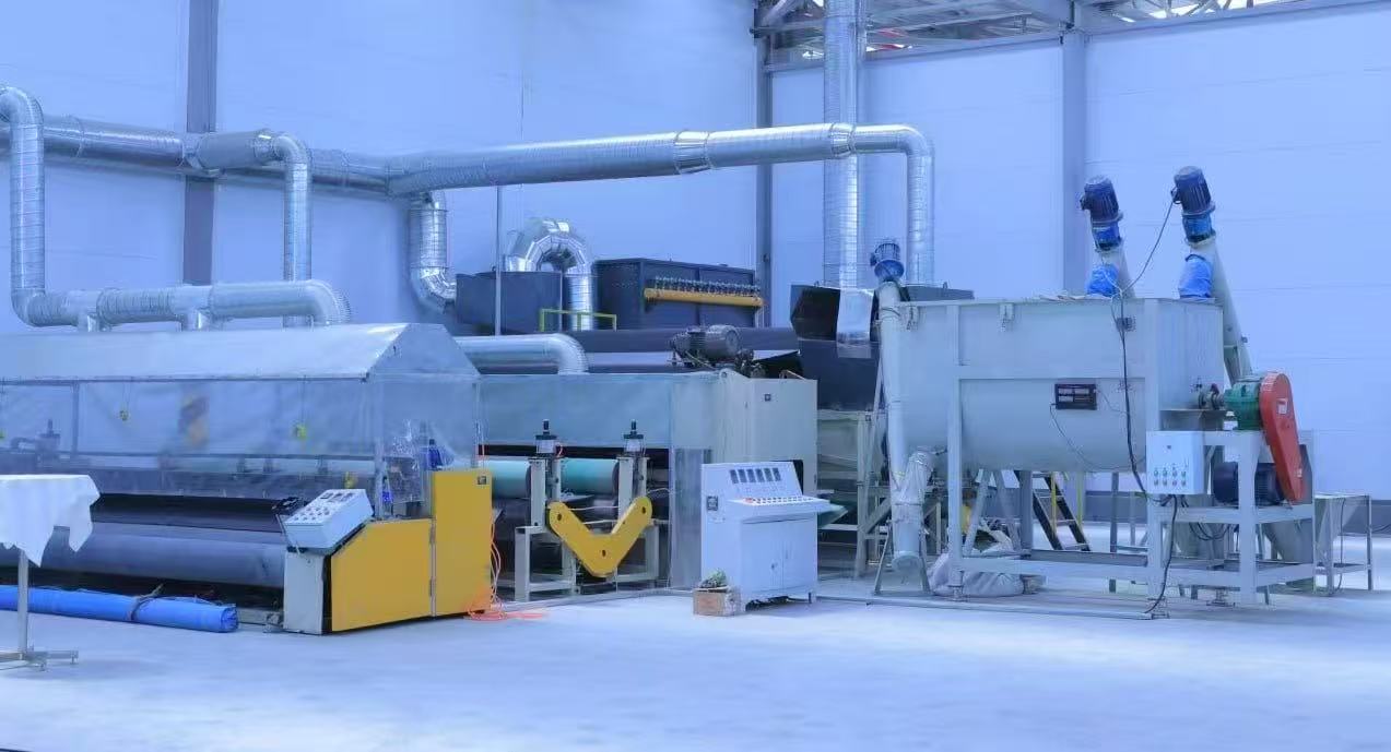 Equipamento de linha para formação e bobinamento de manta de concreto